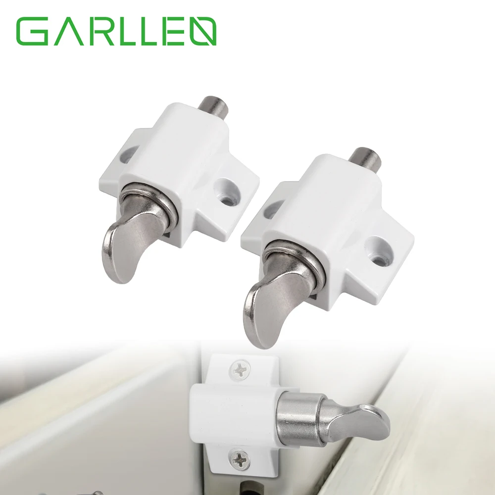 

GARLLEN 2/4Pcs Universal Sliding Door Locks White Key Less Sliding Patio Door Catches Set Zinc Alloy Security Lock Window Bolt