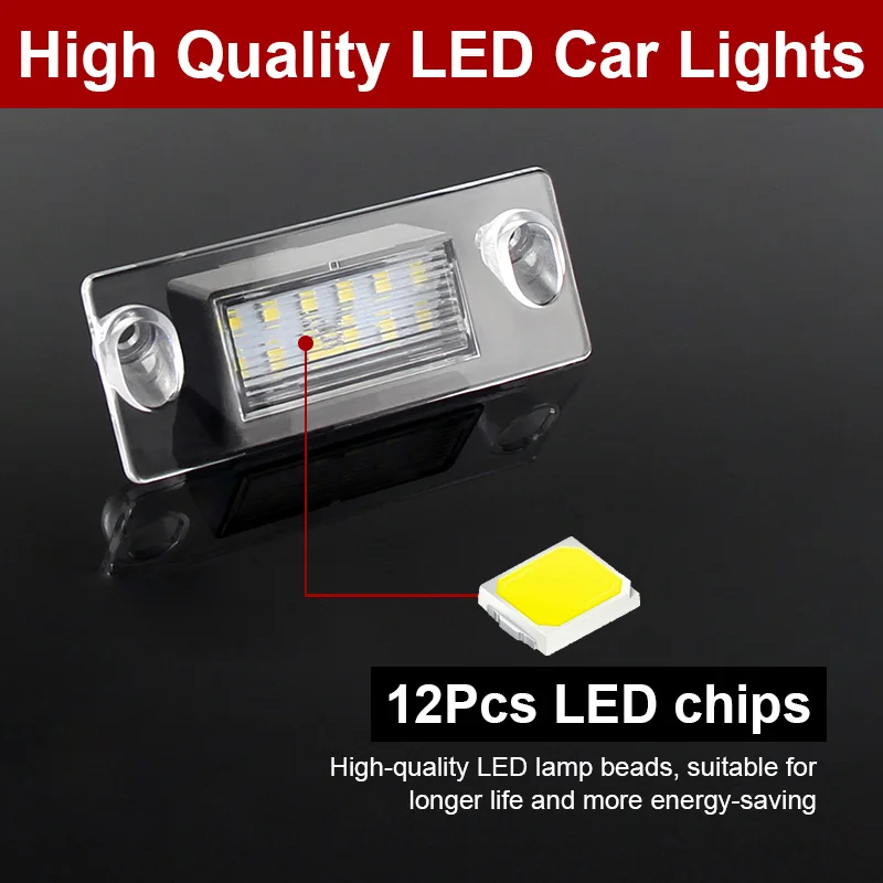 2pcs White LED License Number Plate Light Lamps For Audi A4 B5 1995-2001 Error Free 8D0943021C, 8D0943021D, 8D0943021E