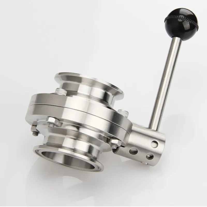 Imagem -02 - Tri Clamp Válvula Borboleta Sanitária 304 Aço Inoxidável para Homebrew Beer Produto Lácteo 102 mm Ferrule119 mm