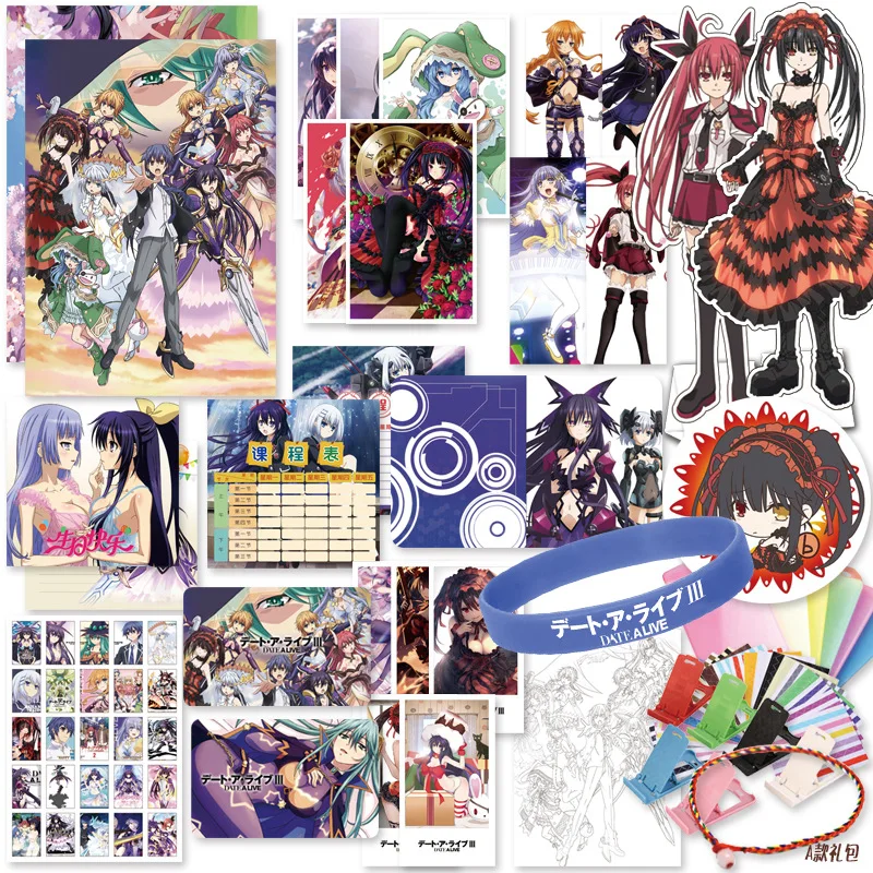 Anime DATE A LIVE Himekawa Yoshino Tokisaki Kurumi Gift BOX Keychain Badge Postcard Bookmark Poster Gift