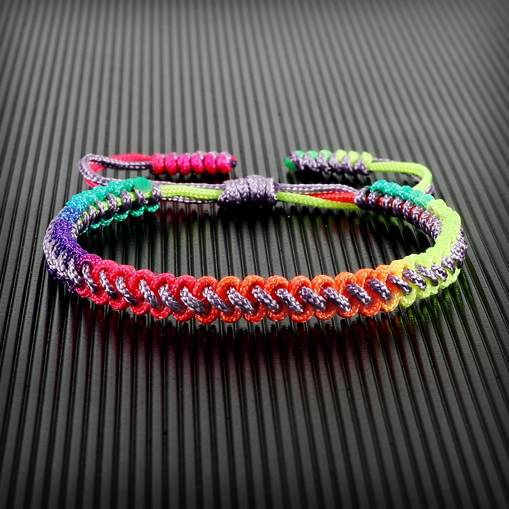 16 Colors Rainbow Rope Braided Tibetan Bracelet Colorful Handmade Knots Thread Adjustable Bangle Women Men Unisex Buddha Jewelry