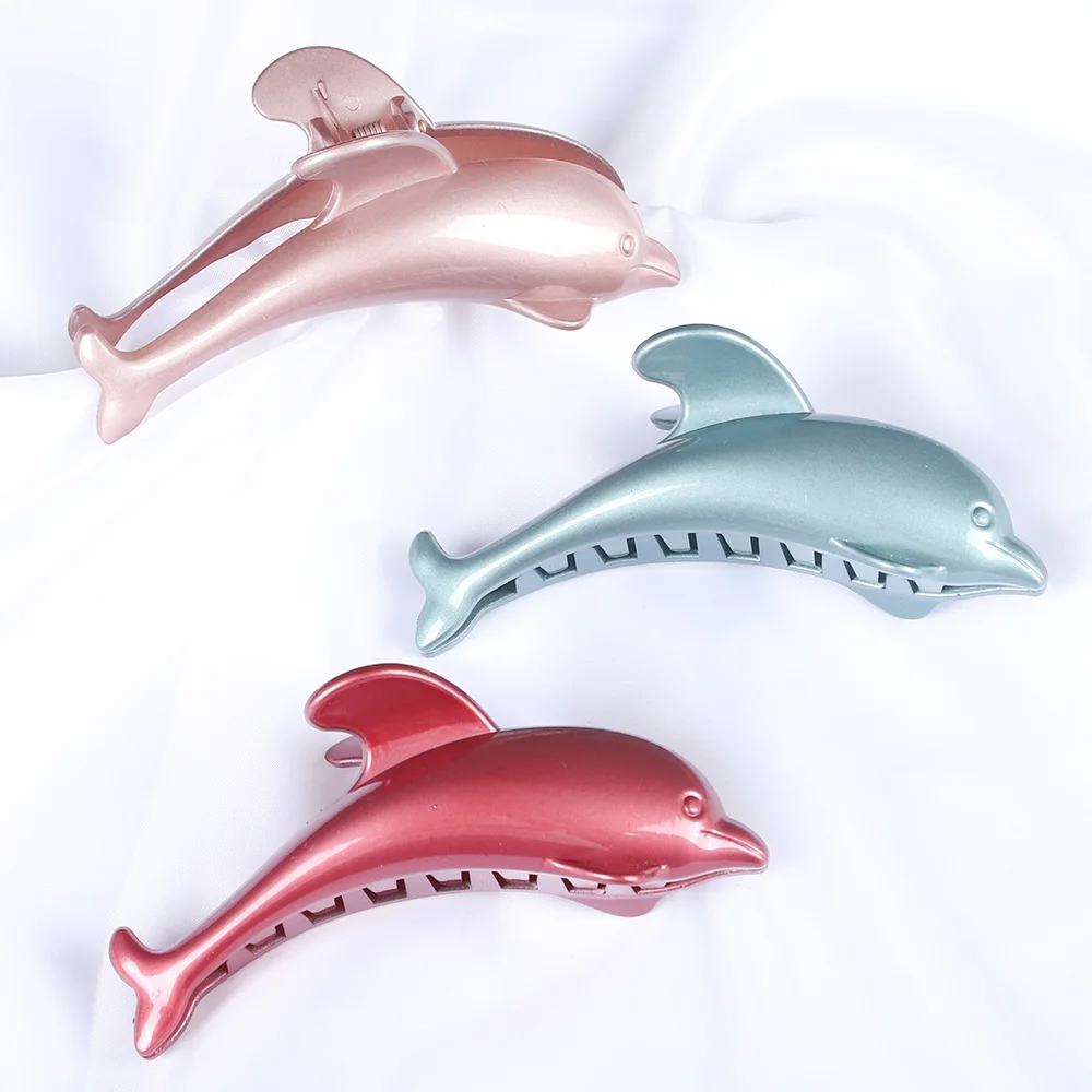 Dolphin Shape Large Hair Claw Clips Plastic Crab Barrettes Women Girls Ponytail Holder Hair Clamps Hairpins New Hair Accessories