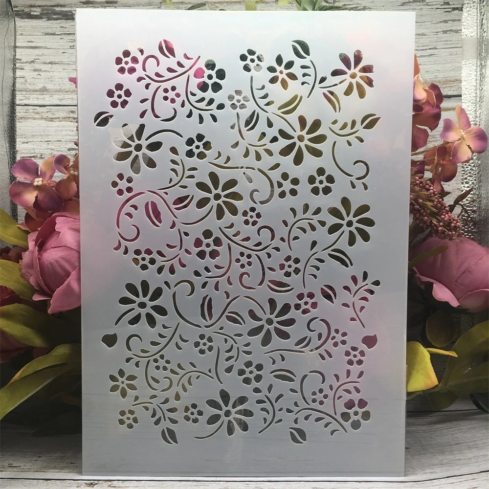A4 29cm Flower Leaves Texture DIY Layering Stencils Wall Painting Scrapbook Coloring Embossing Album Decorative Template