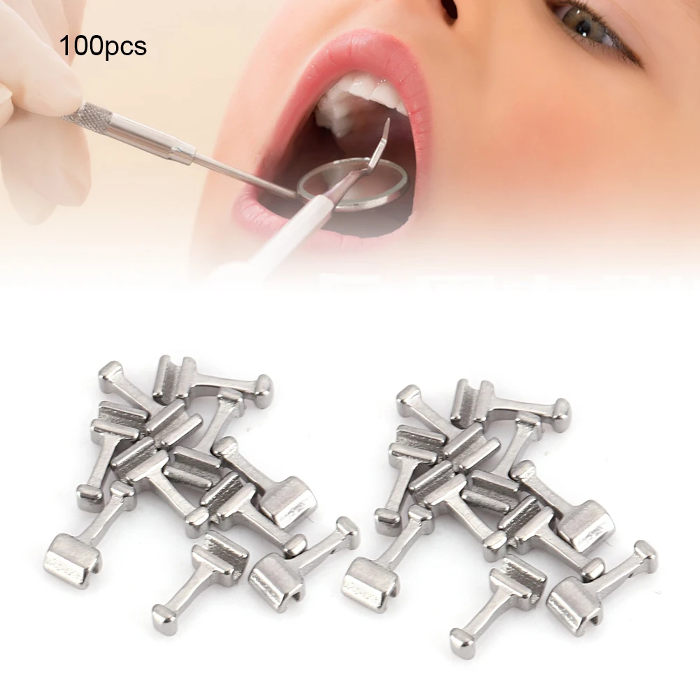 100 Pcs Stainless Steel Orthodontic Crimpable Hook Dental Accessory Long Short Type Optional Tooth Care Orthodontic Tools