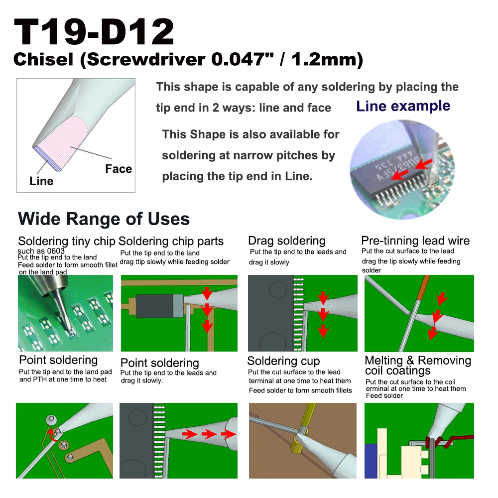 Soldering Tip T19-D12ไขควง1.2มม.Fit สำหรับ HAKKO FX-601ตะกั่วฟรีเหล็กบิตหัวฉีดดินสอเชื่อมจับ