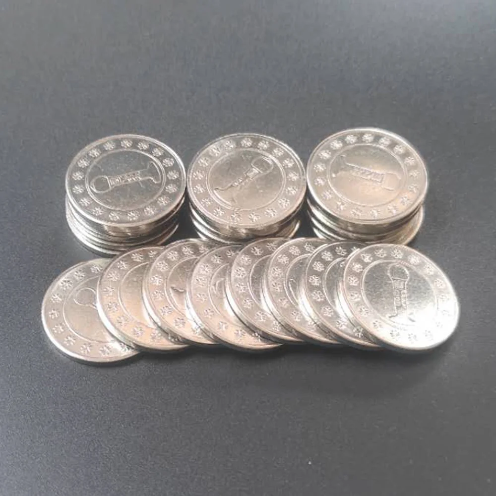 100pcs 24.2*1.8mm Metal Arcade Game Tokens Stainless Steel Arcade Game Coin Tokens for capsule candy vending machine