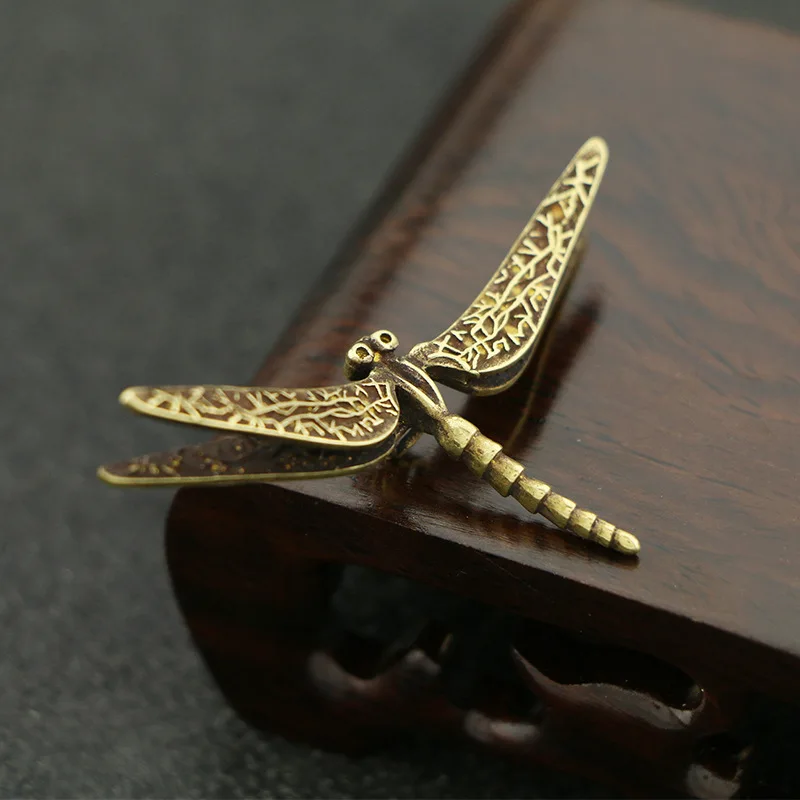 

Handmade Pure Copper Chinese Style Art Dragonfly Figurines Miniatures Home Garden Decoration Creative Office Desk Decor Gifts