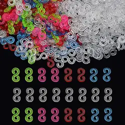 500pcs Acrylic S Clips Rubber Band Clips Braided Bracelet Tools Loom Bands DIY Necklace Bracelet Clasp Jewelry Making Connectors