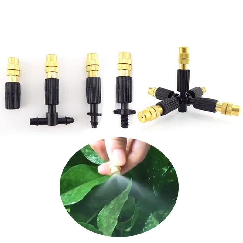 

gardening water cooling Misting Brass Nozzle Spray Sprinkler copper Head 4/7mm Water Hose Connector Garden lawn Watering system