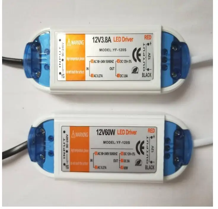 

DHL 50 pieces DC 12V LED Lighting Transformer 42W 60W LED Driver Adapter AC 90V-240V to 12V DC Power Supply for LED Strip