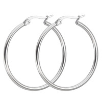 AsJerlya Stainless Steel Round Circle Hoop Earrings Silver Color Party Earrings Jewelry For Women Classic Earrings Dropshipping