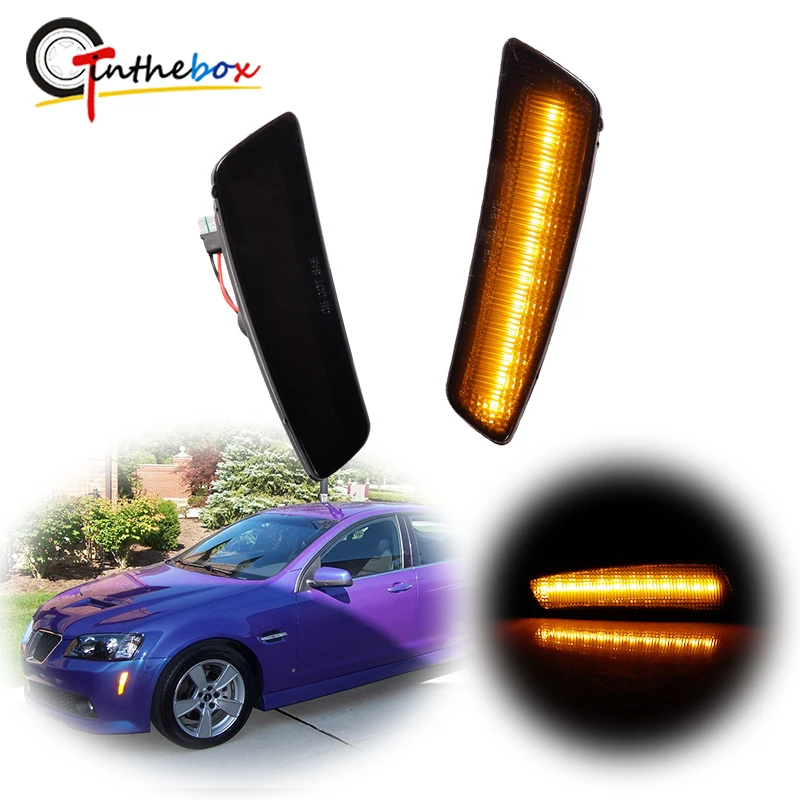 Gtinthebox Smoked Lens Amber LED Car Front Bumper Side Marker Indicator Lights For 2008-2009 Pontiac G8 GT GXP Turn Signal Light