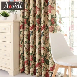 European Foral Blackout Curtains for Bedroom Living Room Luxury Hall Window Blackout Curtain for Kitchen Garden Blinds Drapes