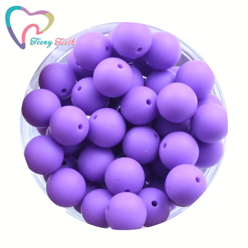 Teeny Teeth 10 PCS Violet Silicone Round 9-15MM Beads Teething Nursing Loose Silicone Beads Chewing Pacifier Chain Teether Beads