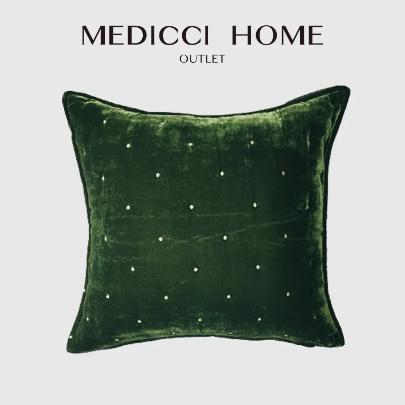 Medicci Home Retro Palace Cushion Covers Original Design Luxury Brocade Velvet Sofa Couch Throw Pillow Case Caramel Dark Green