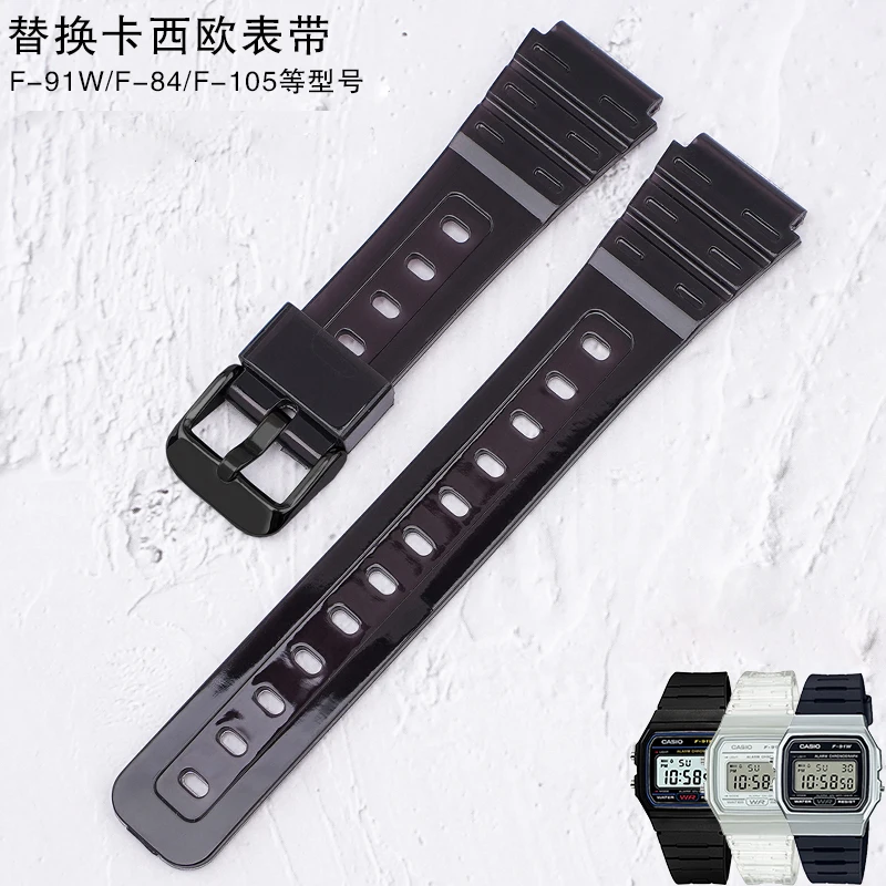 Transparent TPU Watch Strap for Casio F91W/F84/F105/108/A158/168/AE1200/1300 Waterpoof  Watch Wrist Replacement Bracelet