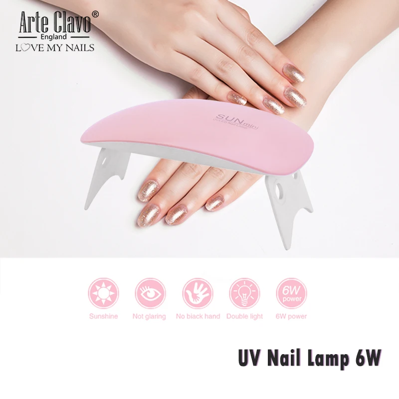 Arte Clavo-secador de uñas de Gel, lámpara LED UV de 6W para manicura, herramientas portátiles, USB, lámpara de secado de esmalte de Gel