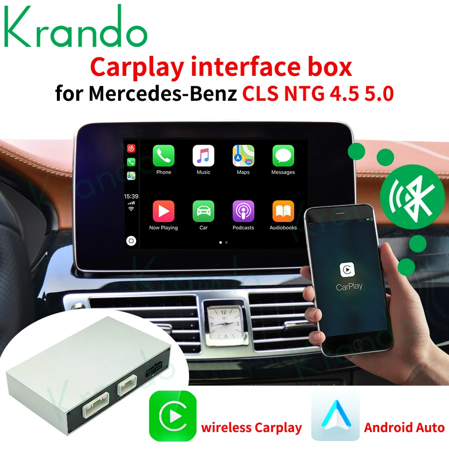 Krando Wireless Apple CarPlay Interface Box For Mercedes Benz CLS W218 2011-2017 Voice Control Andriod Auto Module Playstore