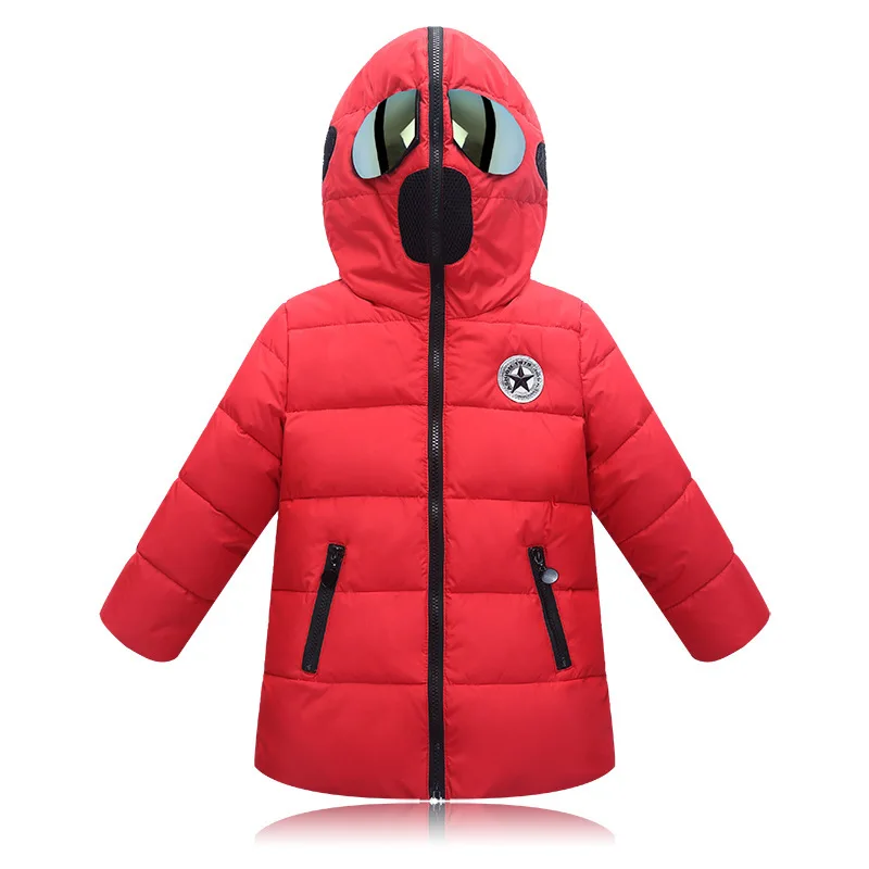 New Girls Space suit Winter Down jacket with Glasses in Hood Cool Boy Snow Jacket Coat High Quality Children Snow Clothes 3-12Y