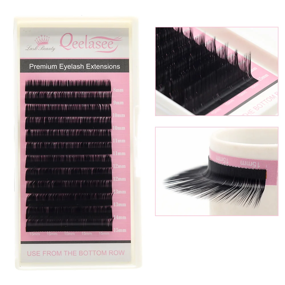 10 Stück Qeelasee 0.03/0.07/0.10 M/LC/L+/LD/L Curl Falsche Wimpernverlängerungen aus Nerzmaterial, Schwarz, Gemischte Tray-Packung für Make-up-Wimpern – Detail 10