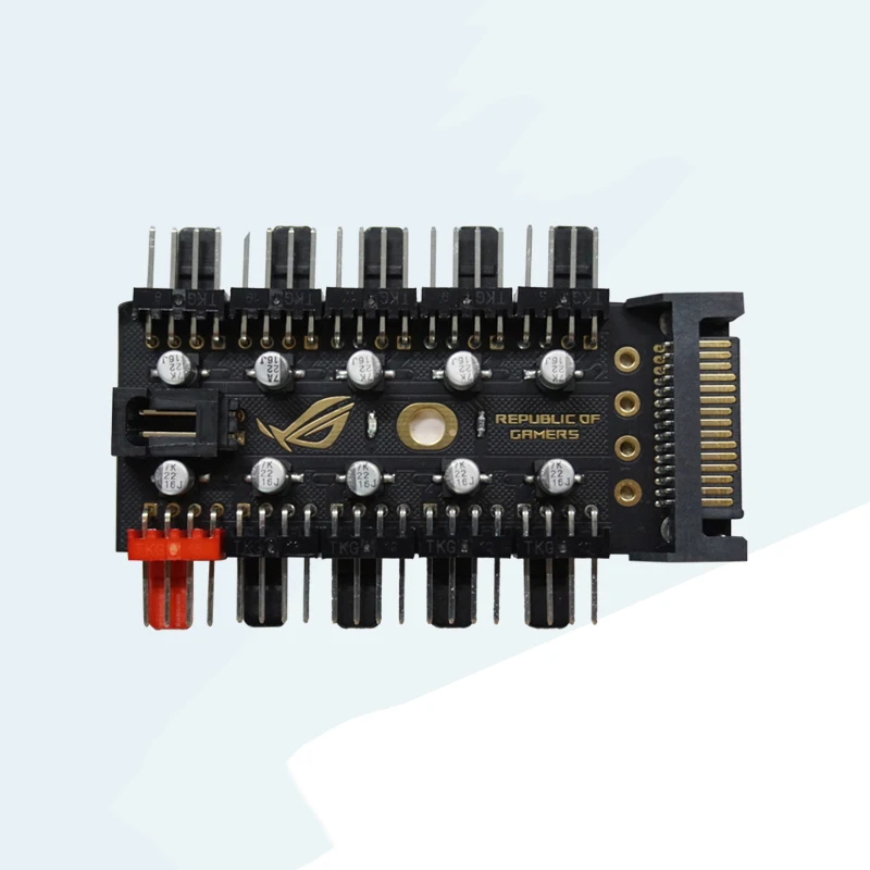 

4PIN 4-pin PWM fan hub 10-channel intelligent temperature control controller large 4P port / SATA port power supply