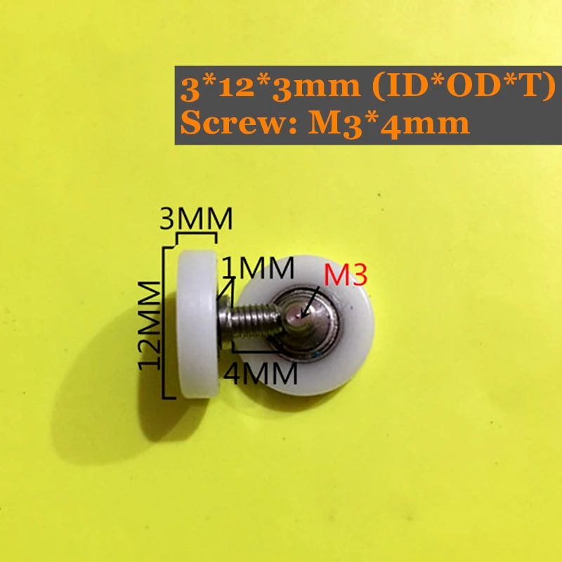 

3x12x3mm POM Bearing With M3x4 Screw 10Pcs PU Pulley Wheels 696 Deep Groove Ball Bearing Sealed Bearing Used on Door and Window