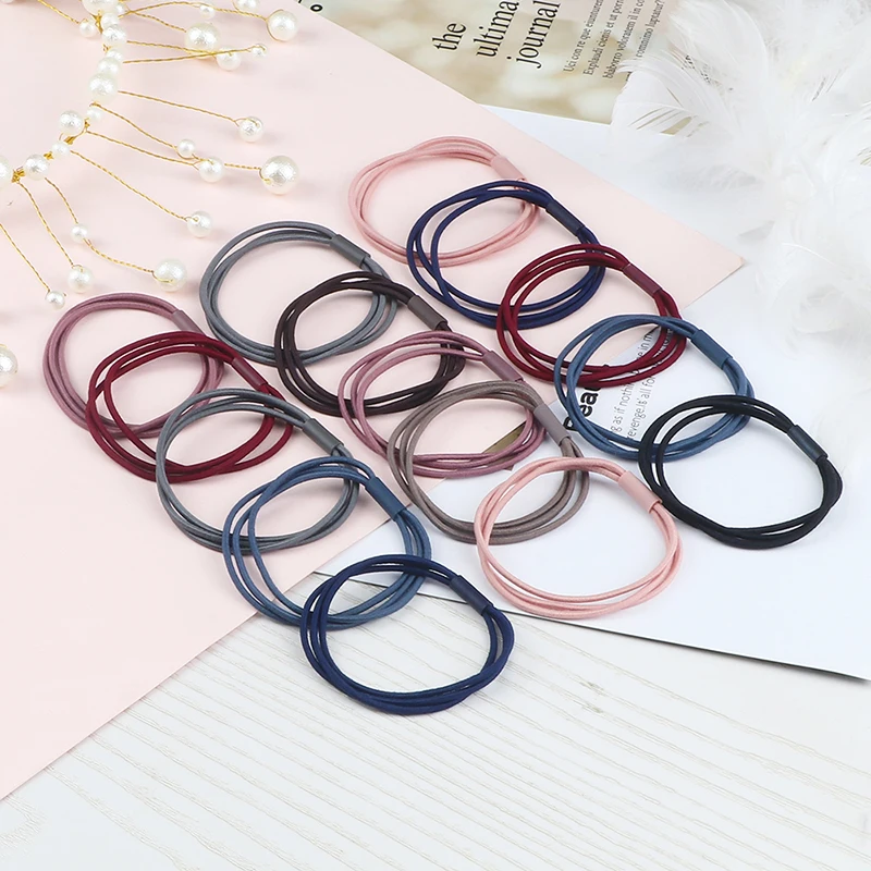 10Pcs/Lot Basic Women Girls Hair Bands Elastic Rubber Band Simple Fashion Hair Accessories Three Strands Scrunchies Holder Gifts