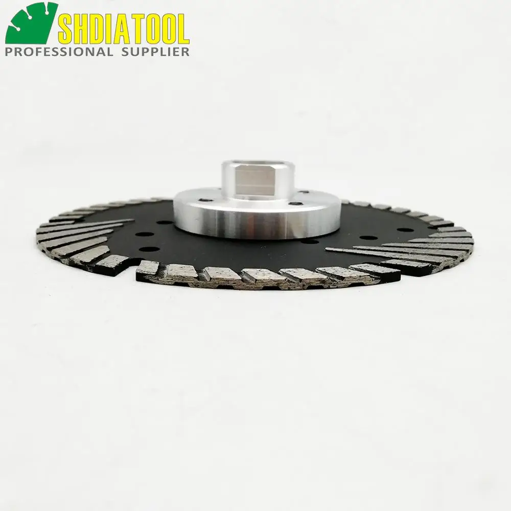 SHDIATOOL 2pcs 125mm Hot PressedDiamond Cutting Discs 5/8-11 FLANGE Diamond Turbo Blade Slant Protection Teeth concrete granite