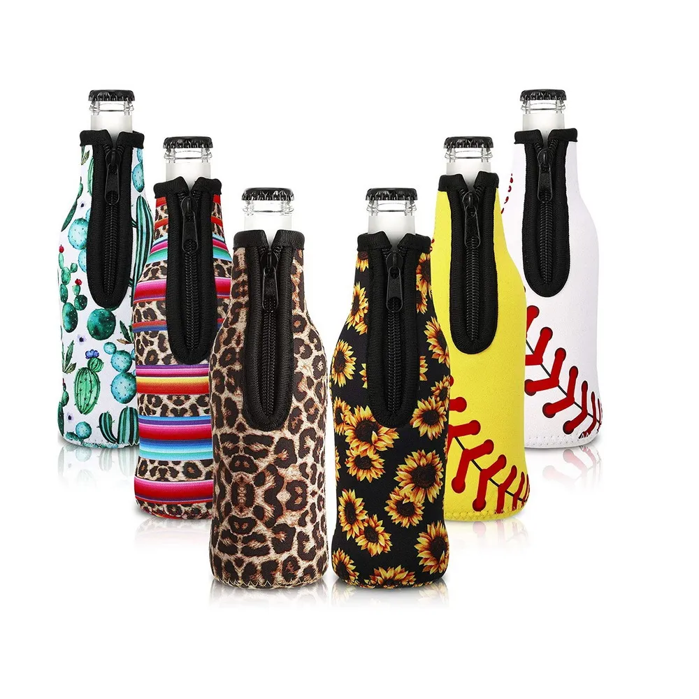 6Pcs Neoprene 12oz 330ml Beer Cooler Covers Beer Bottle Insulator Sleeves with Zipper for  Birthday Wedding Summer Party