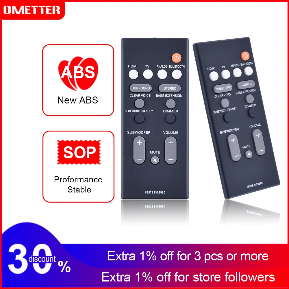 야마하 YAS 106 207 107 ATS 1060 1070 사운드바 시스템, 오디오 스피커 스마트 컨트롤러, 원격 제어 교체, FSR78 ZV28960