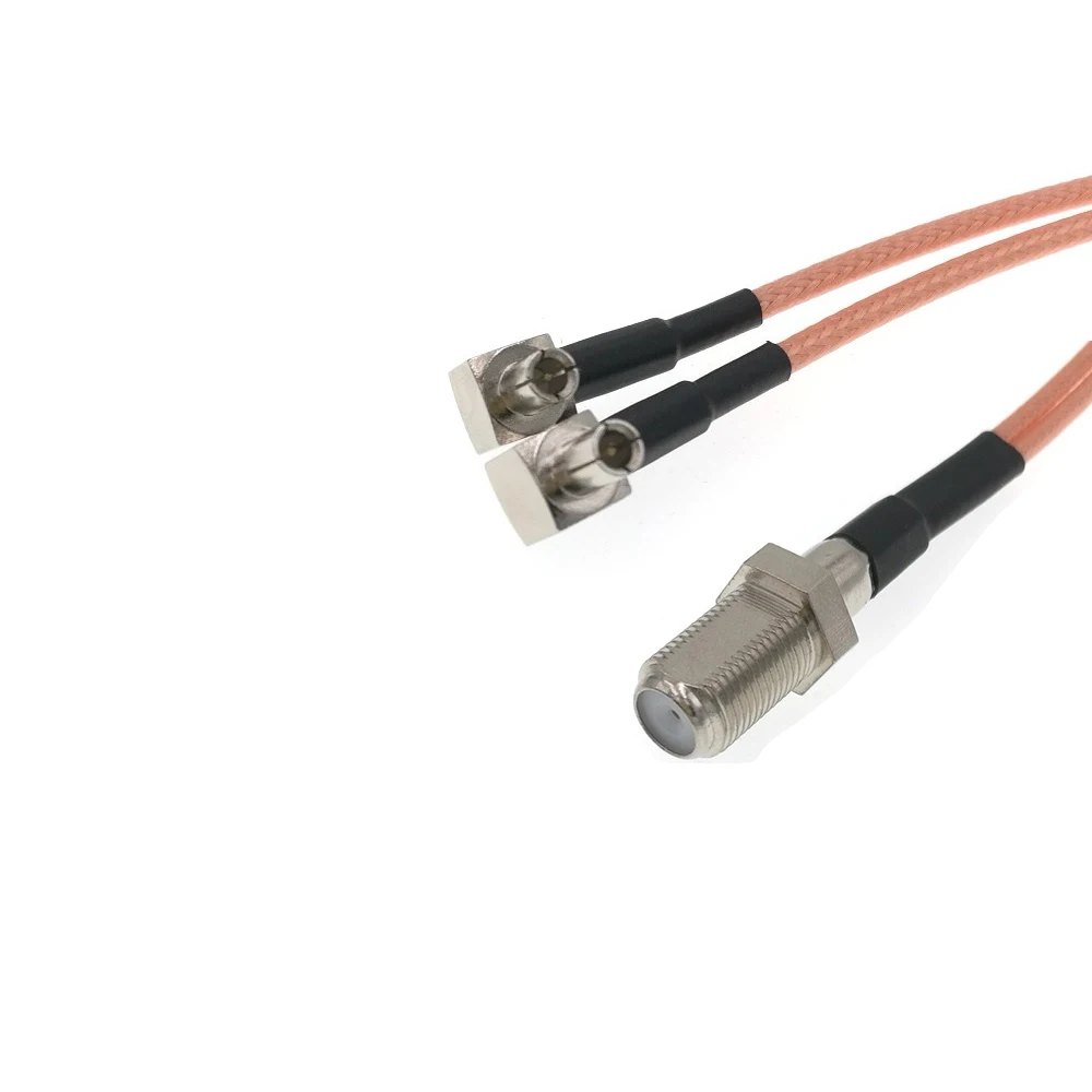 F tipo jack fêmea a 2 ts9 macho ra conector rf trança y extensão rg316 cabo 16cm