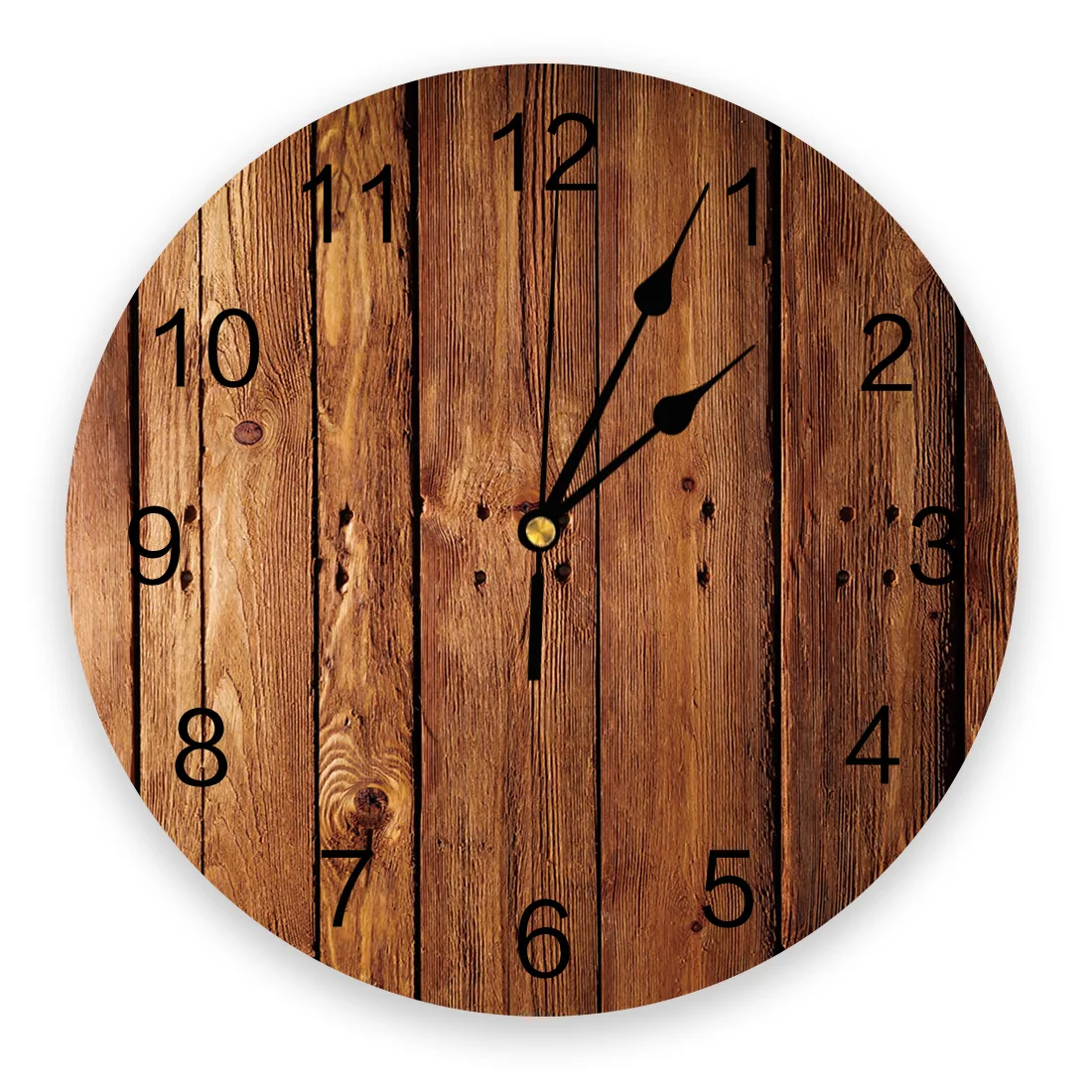 Brown Planks Retro Wood Grain Wall Clock For Home Decoration Living Room Quartz Needle Hanging Watch Modern Kitchen Clock