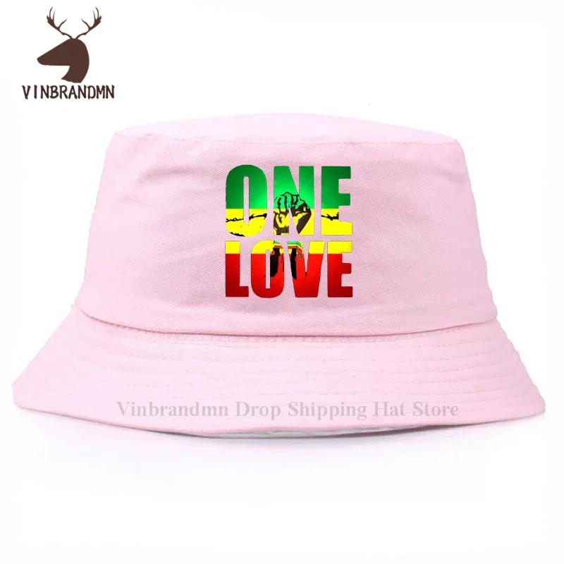 RASTA ONE LOVE CITY Bucket hat Rastafari Lion King Fishing hats Jamaica Flag The Best of Red Yellow & Green Design Baseball caps