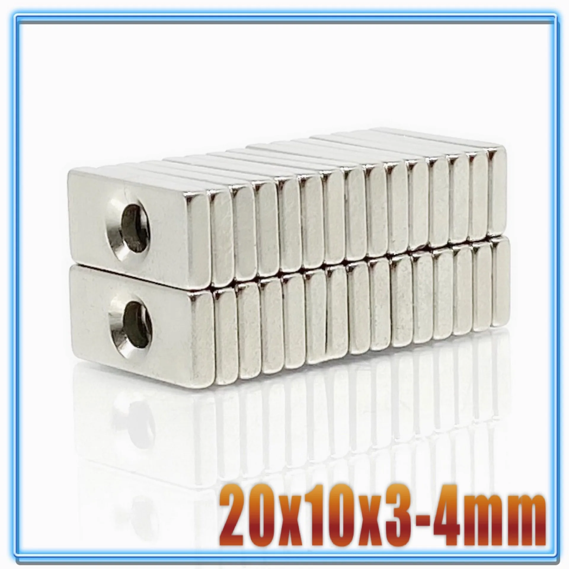 5 ~ 200 PCs 20x10x3 20x10x4 20x10x5 hole 4 N35 heavy duty block countersunk magnets Rare Earth Permanent Magnet 20*10*3-4