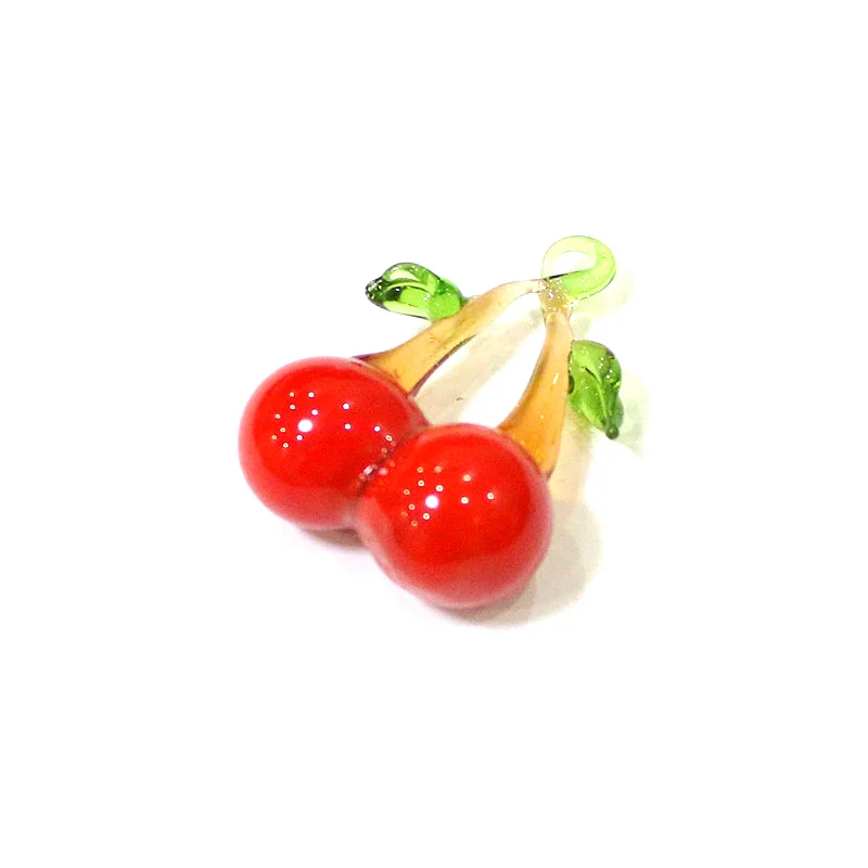 Hanging Murano Glass Cherry Figurines Craft Ornaments Mini Simulation Fruits Pendant Gifts For Kids Home Decor Charm Accessories