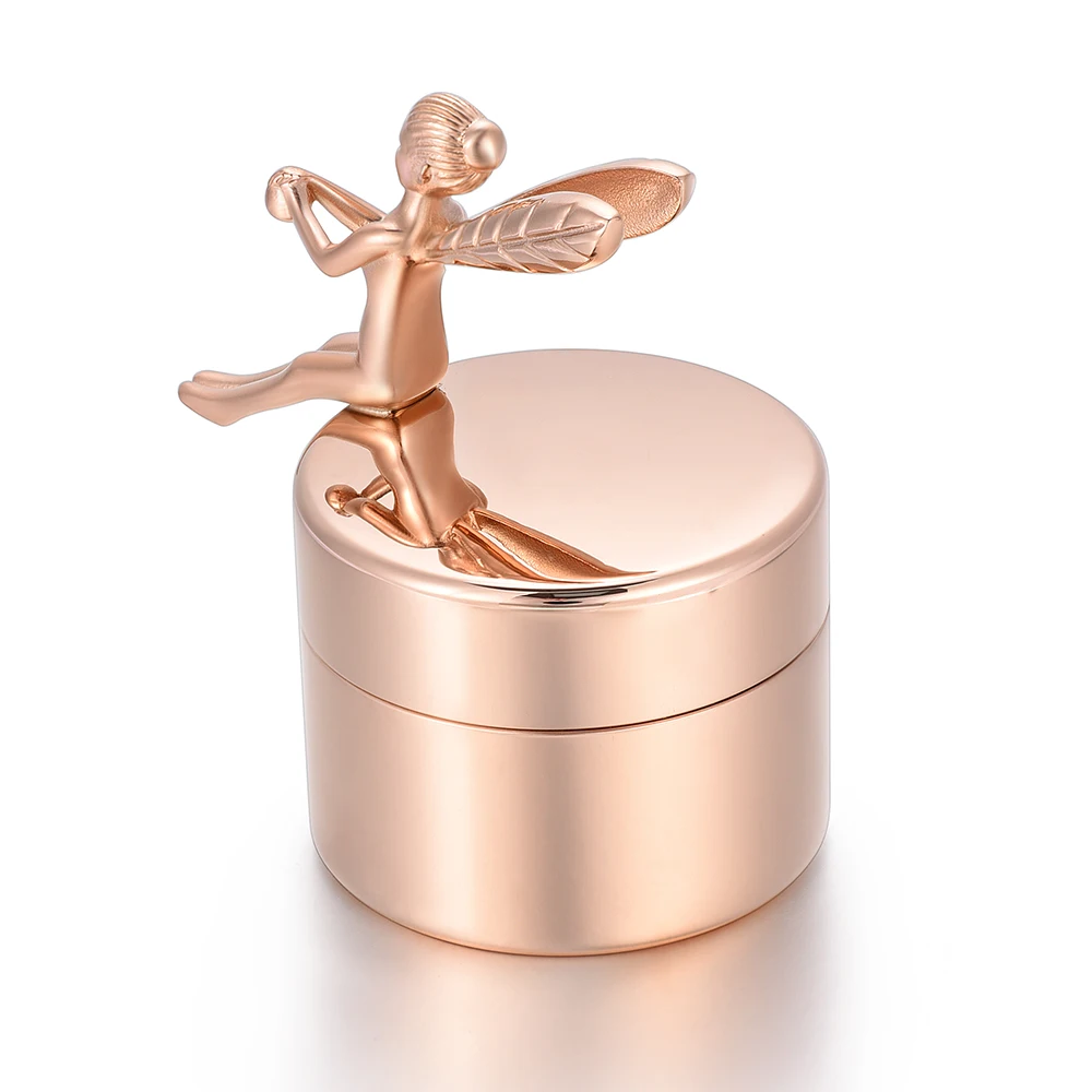 

IJU039 New Design Stainless Steel Angel Fairy Cremation Urn for Beloved Daughter Memorial Ashes Small Funeral Casket