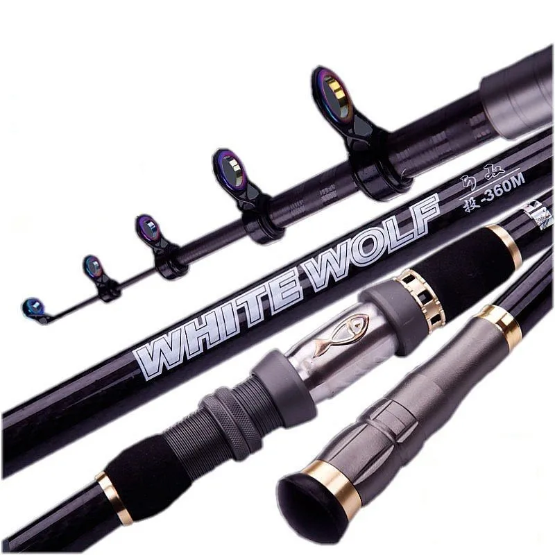 2.1 /2.7/2.4/3.0/3.6/m Telescopic Fishing Rod Long Section Distance Throwing Olta with Super Hard Rock Fishing Canne Peche Pesca