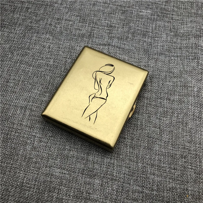 Sexy Girl Back Ins Style Brass Cigarette Case Old Silver Color Cigarette Box Smoking Holders Portable Mens Gifts With Gift Boxes