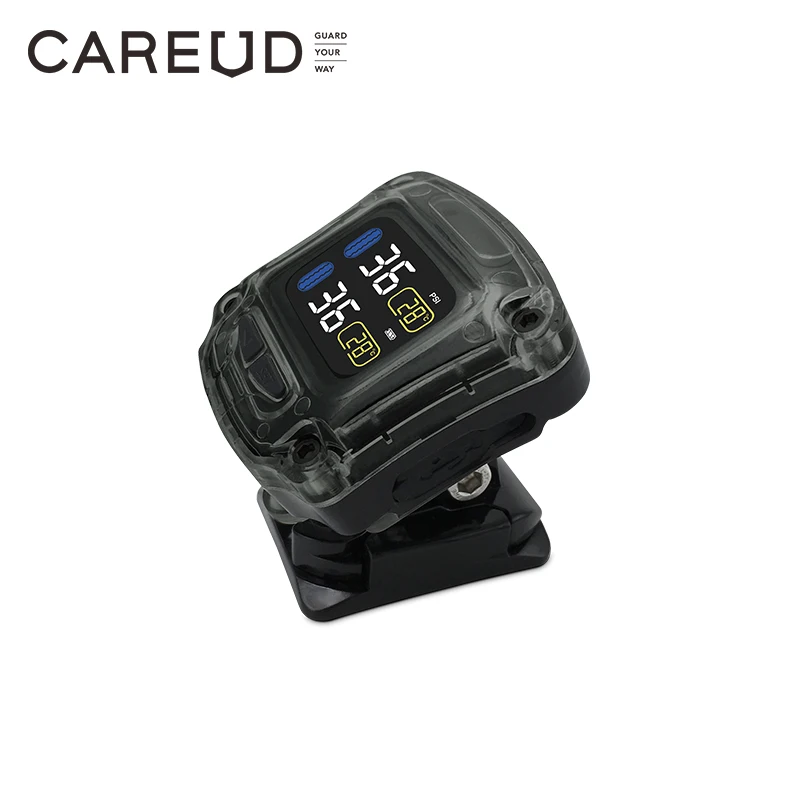 Careud TPMS لاسلكي إطار درّاجة ناريّة نظام مراقبة الضغط مع 2 حساسات داخليّة/خارجيّة LED عرض USB شحن