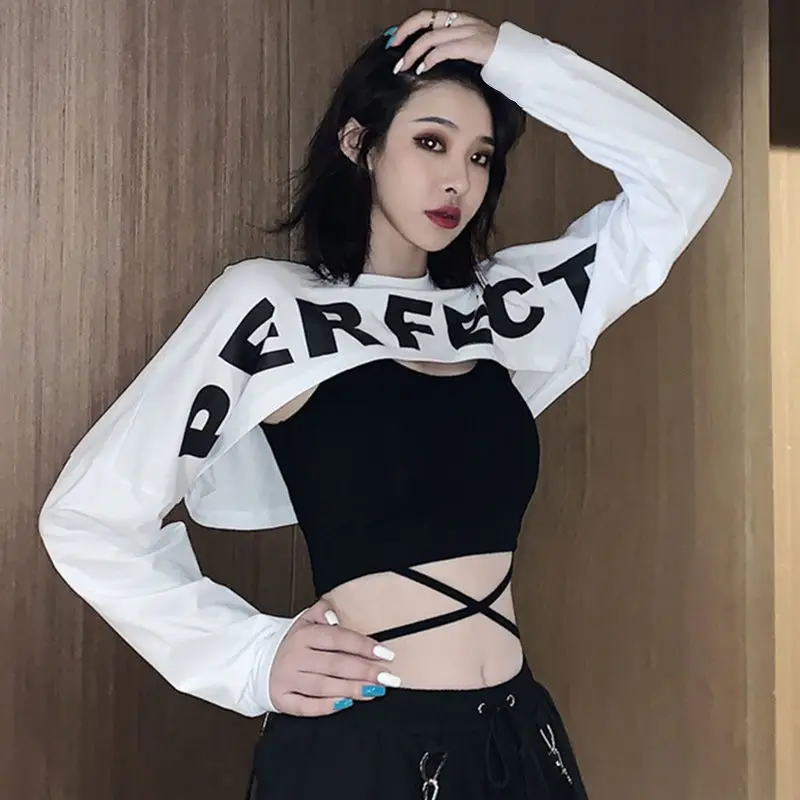 2 Pieces Sets Women Summer Fashion Letter Printing Slim Bandage Sexy Korean Style Lady All-match Crop Tops Spaghetti Strap Camis