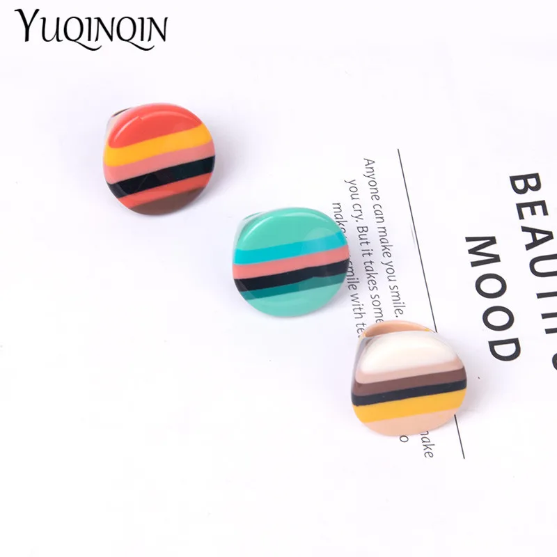 Fashion Colorful Resin Acrylic Rings Women\'s Round Big Finger Ring for Girls Simple Geometric Vintage Ring for Female Jewelry