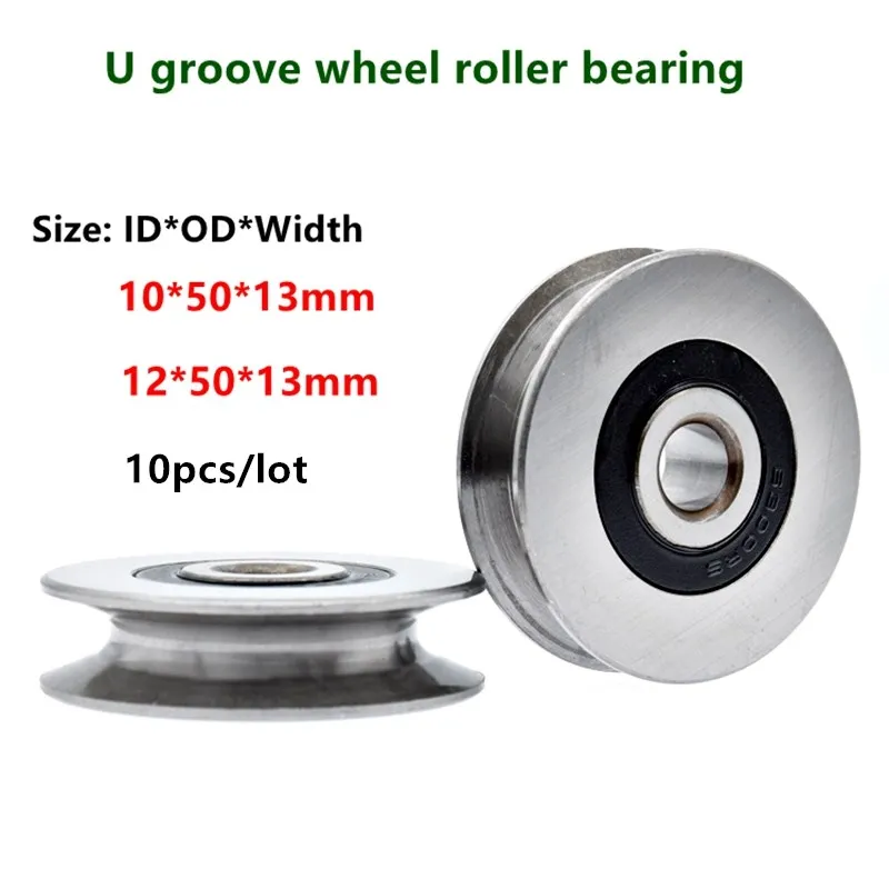 

10pcs U groove wheel roller bearing guide rail 6300RS 6301RS bore 10mm 12mm V sliding pulley 10*50*13 12*50*13 mm heavy loading