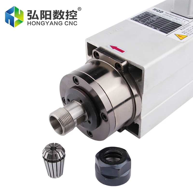 CNC Spindle Motor 1.5 KW ER20 Air-Cooled Spindle Motor Square Shaft Without Mounting Flange 4 PCS Bearings, CNC Router Engraving