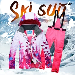 10K Ski Suit Winter Women Thick Warm Skiing Snowboarding Jacket Pants Set Waterproof Windproof Snow Costumes Outdoor Wear