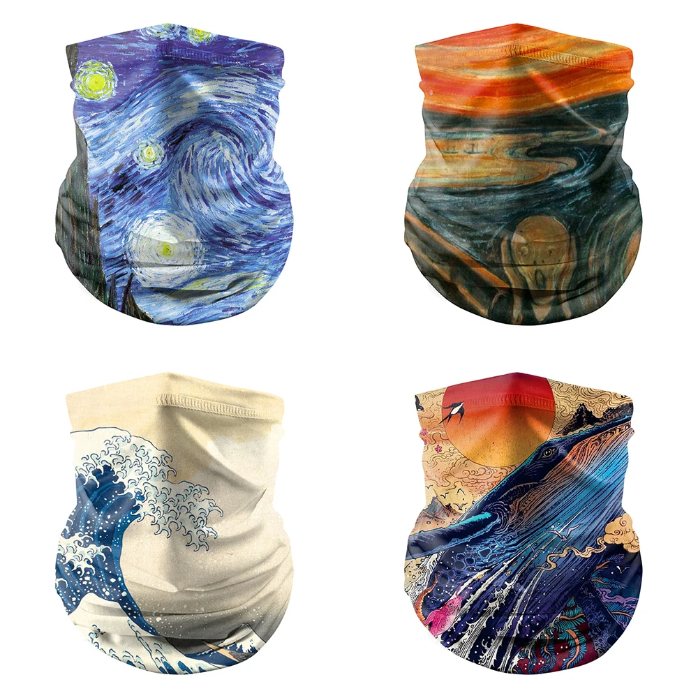 2022 New Fashion Scarf Van Gogh Art Bandana Cotton Bicycle Headband Hiking Face Mask Men Women Outdoor Magic Scarf Masks