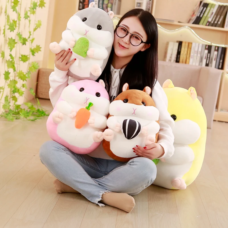 Plush Hamster Stuffed Toy Soft Stuffed Plush Pillow Cushion Cute Kwaii Plush Hamster Stuffed Kids Doll Birthday Gift For Baby