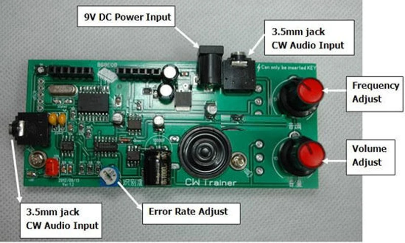 2in1: CW Trainer & Decoder * Morse Code Training Partner * Keyer Interpreter dc 9v-12v  tune frequency: 600Hz- 1200Hz