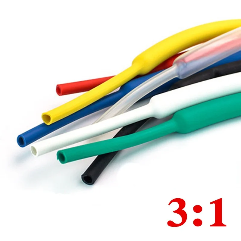 1M/lots 3:1 Heat Shrink Tube with Glue Dual Wall Tubing Diameter 1.6/2.4/3.2/4.8/6.4/7.9/9.5/12.7mm Adhesive Lined Sleeve Wrap