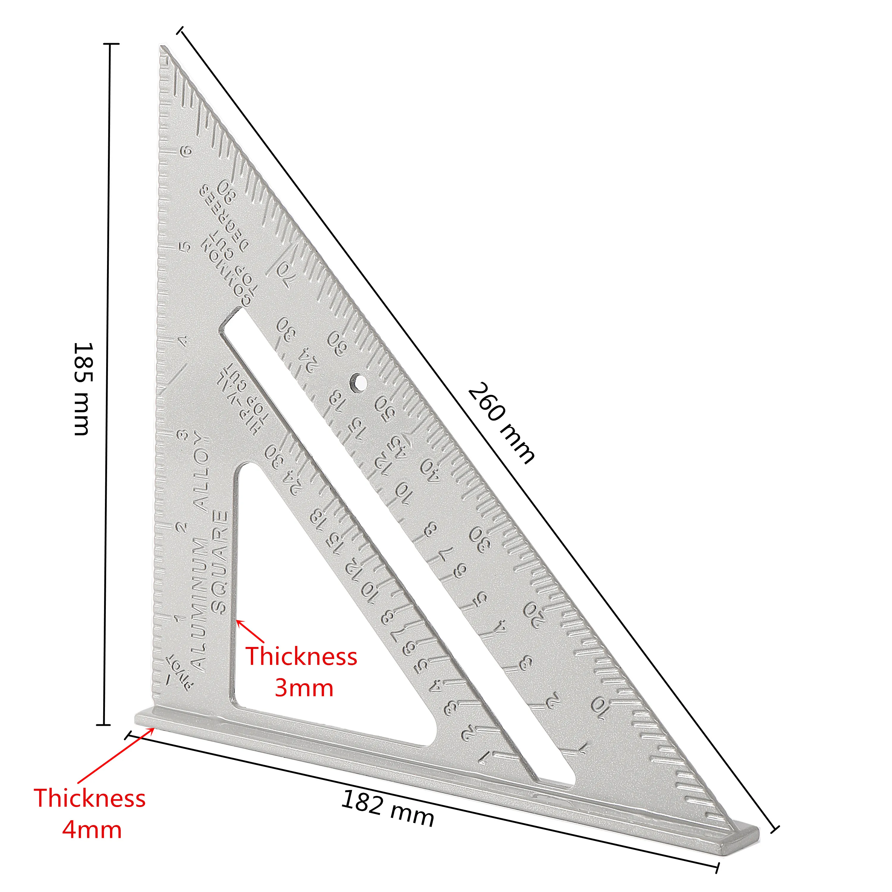 Triangle Rule 90° Thickening Angle Rule Aluminum Alloy Carpenter Measurement Square Ruler For Building Framing Tools Gauges 1 Pc