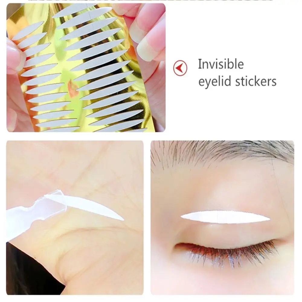 220 Pairs/Roll Double Eyelid Patch Olive Shaped Double-sided Adhesive Tape Pull-out style Transparent Eyelid Sticker Makeup Tool